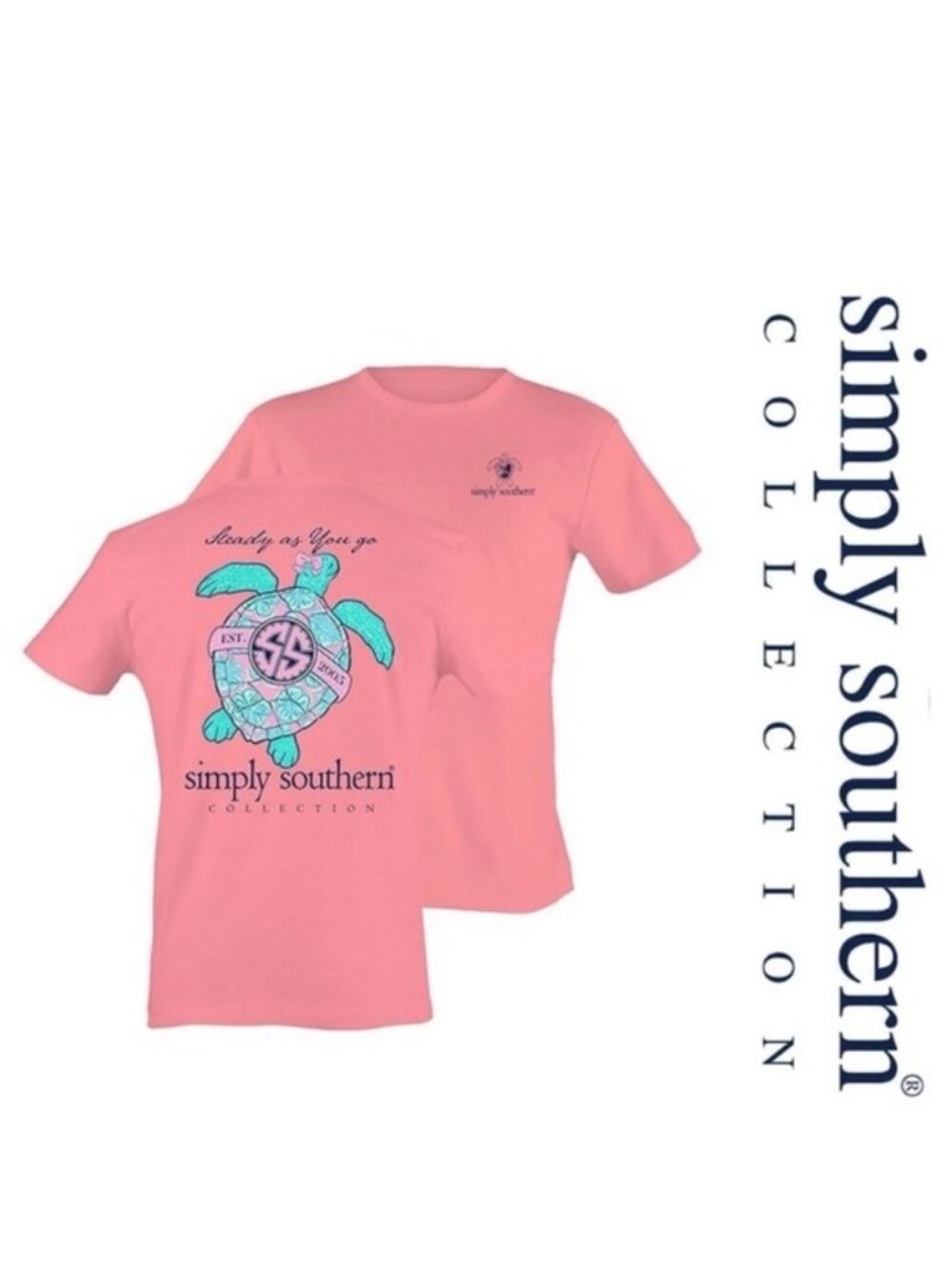 Simply Southern | "Steady as You Go" Turtle Pink Short Sleeve Tee | Size Medium